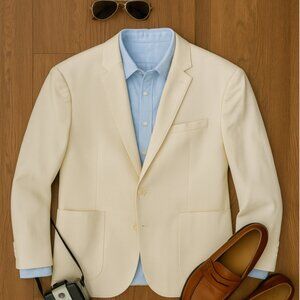 Men's Express Suit Jacket, Slim Fit,  Creamy White, Size 44Slim, Summer, Preppy